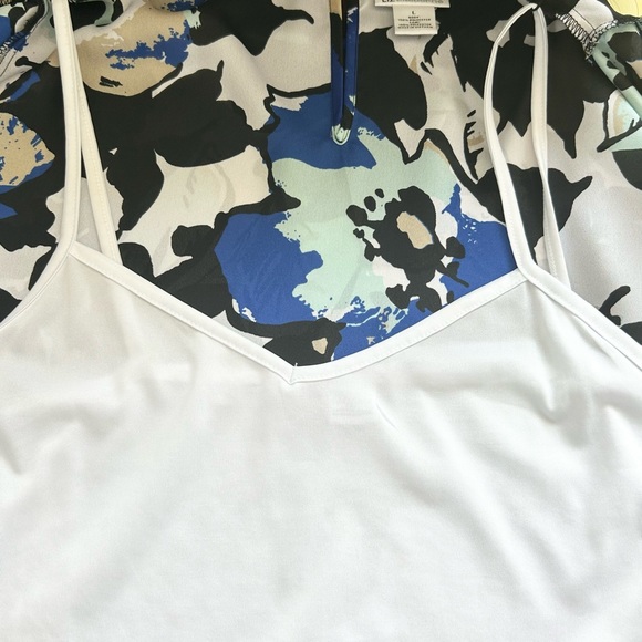 Liz Claiborne Blouse with built in Cami, Blue, Black and White, Size L - Picture 5 of 11
